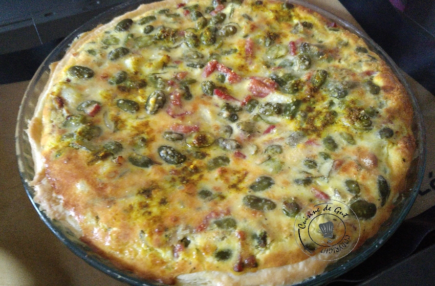 Tarte printanière fèves et lardons