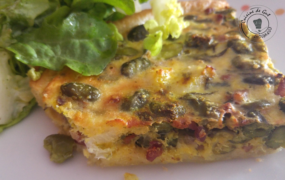 Tarte printanière fèves et lardons2