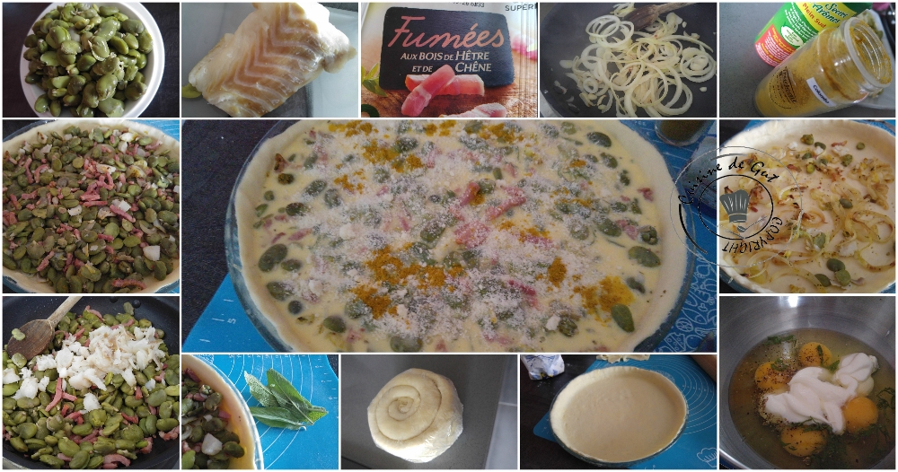 Tarte printanière fèves et lardons3