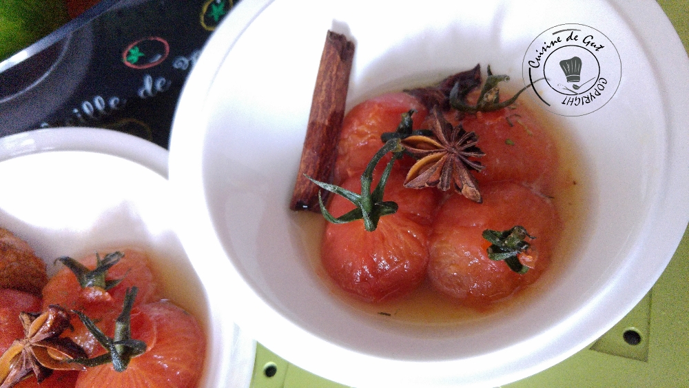 Tomates grappes aux épices et miel de carottes