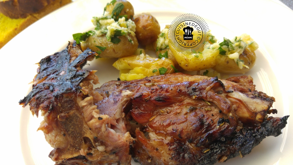 Travers de porc au cola et PDT a la gremolata