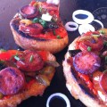 Montadidos de chorizo Espagnol, poivrons et&nbsp;poivronnade