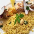 Brochettes d&rsquo;espadon saveur coco et semoule&nbsp;épicée