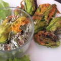 Fleurs de courgettes farcies haricots verts et crevettes&nbsp;grises1