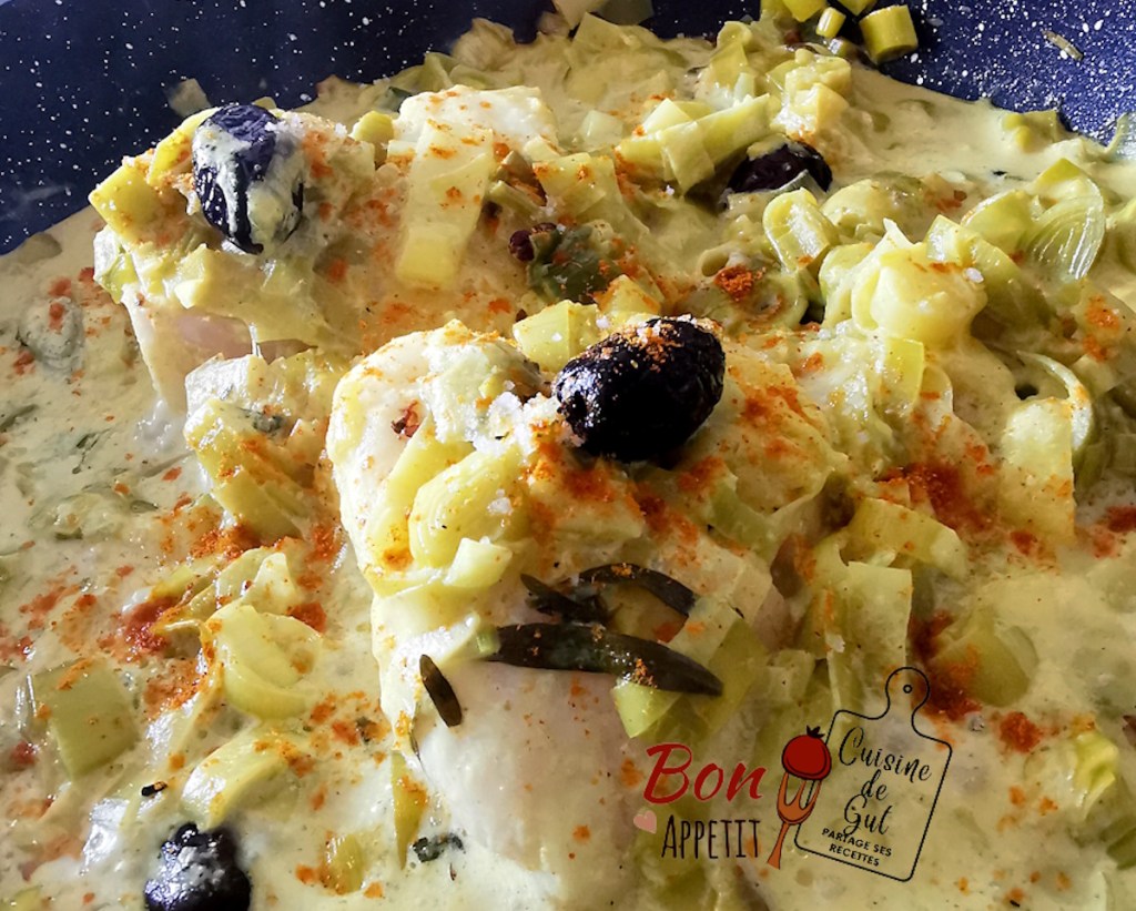 Cabillaud poireaux sauce coco aux épices et&nbsp;estragon