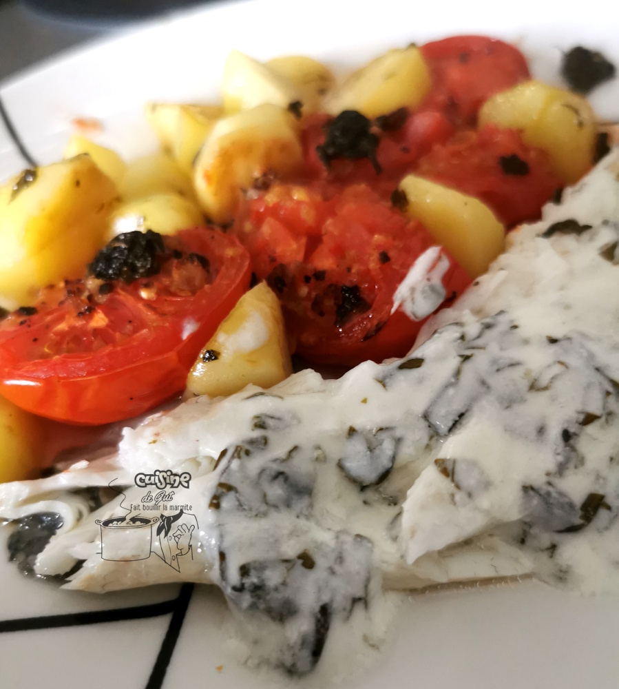Bar et légumes au four à&nbsp;l&rsquo;oseille