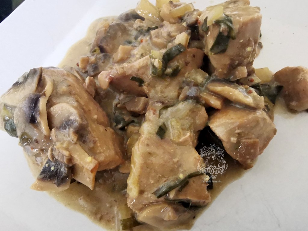 Sauté de porc à la moutarde et estragon sauce&nbsp;forestière