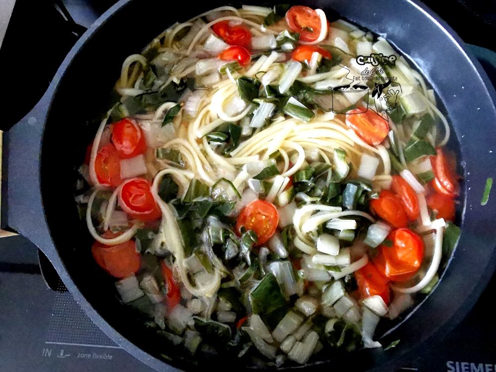 Pâtes aux blettes, tomates et son&nbsp;carpaccio