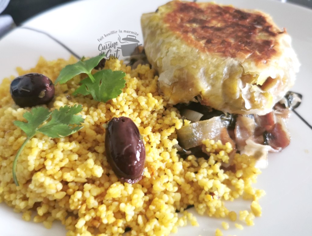 Pastilla d&rsquo;agneau, sur lit de blettes et accompagnée de couscous au citron et olives : Une recette&nbsp;facile