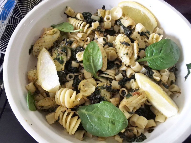 Mini-Seiches marinées pâtes aux épinards et&nbsp;citron!